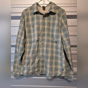 REI Men's Blue and Gray Plaid Shirt Jacket